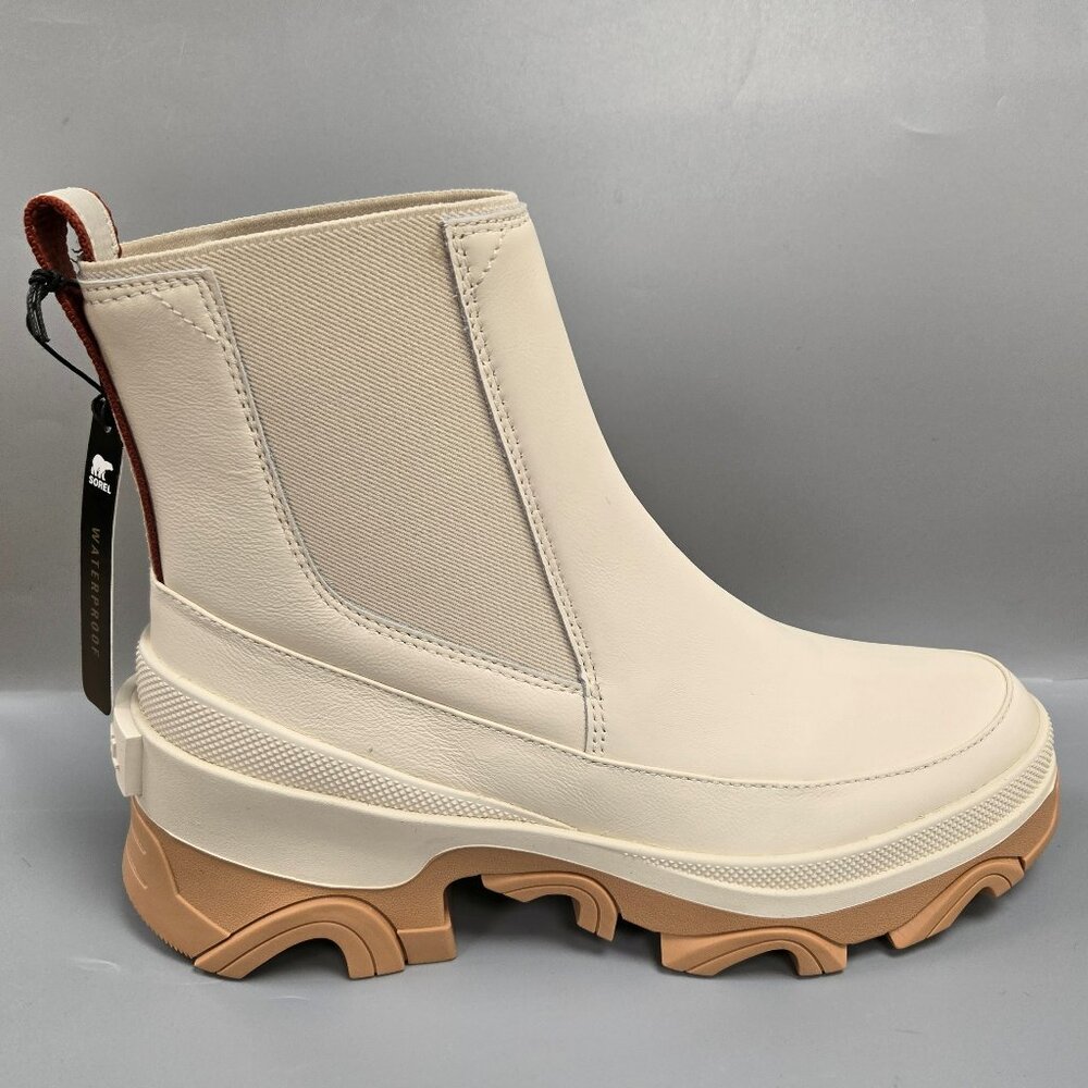 SOREL Brex Chelsea Boot Pull On Ankle Bootie Natural Sea Salt Leather Size 8